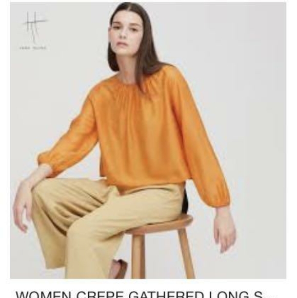 NWOT UNIQLO x Hana Tajima XL gathered longsleeve blouse - Picture 1 of 8